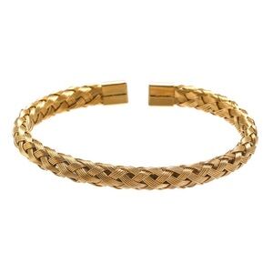 Elegant Gold Woven Bangle Bracelet